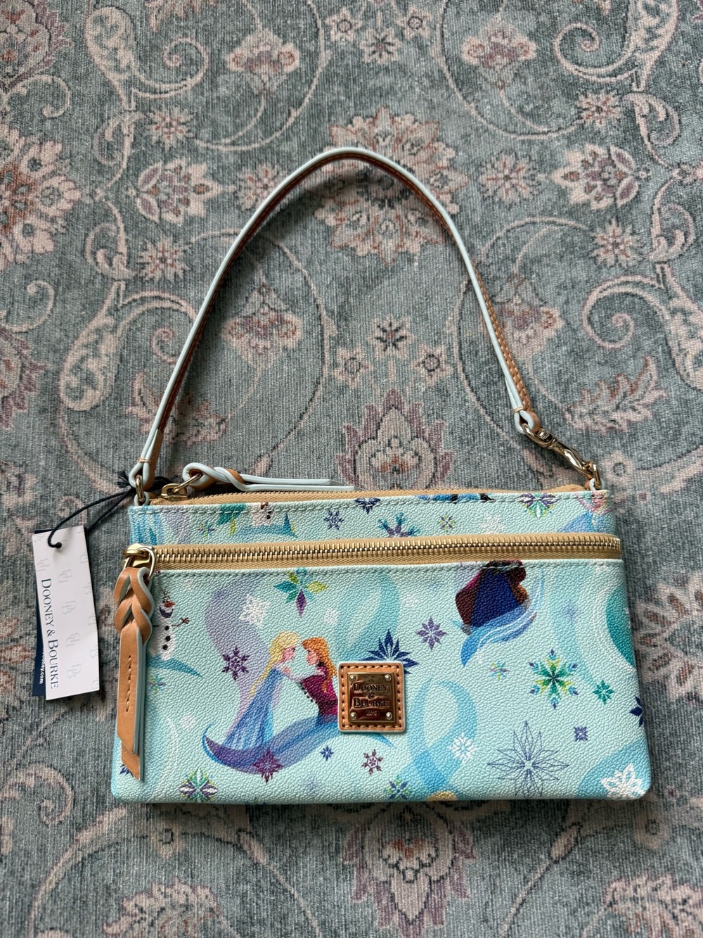 Dooney & Bourke Light Blue Frozen Wristlet with Gold Hardware